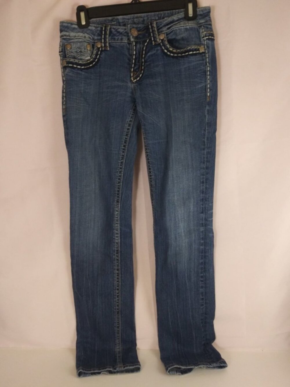 Miss Me Irene Straight Women's Distressed Embroidered Jeans Size 28x33